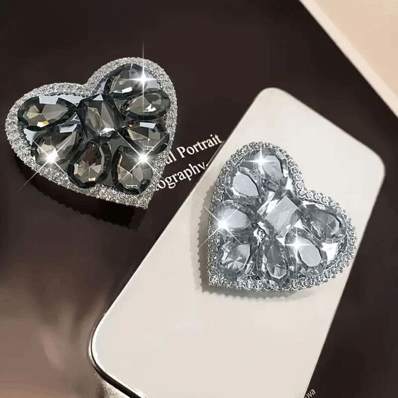 Heart Shaped Diamond Charm Cell Phone Stand - Picture 2 of 5